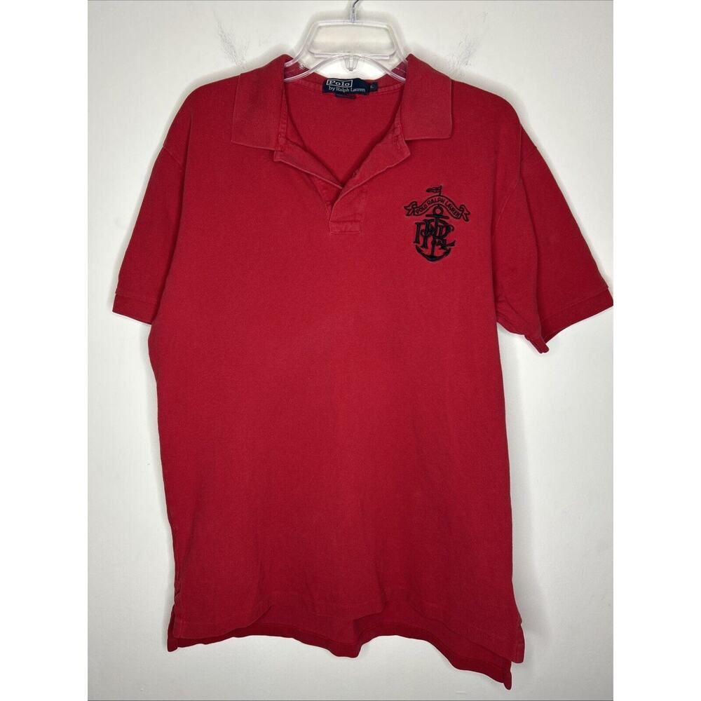 Vintage Polo Ralph Lauren Men’s Polo Red Large Anchor Crest